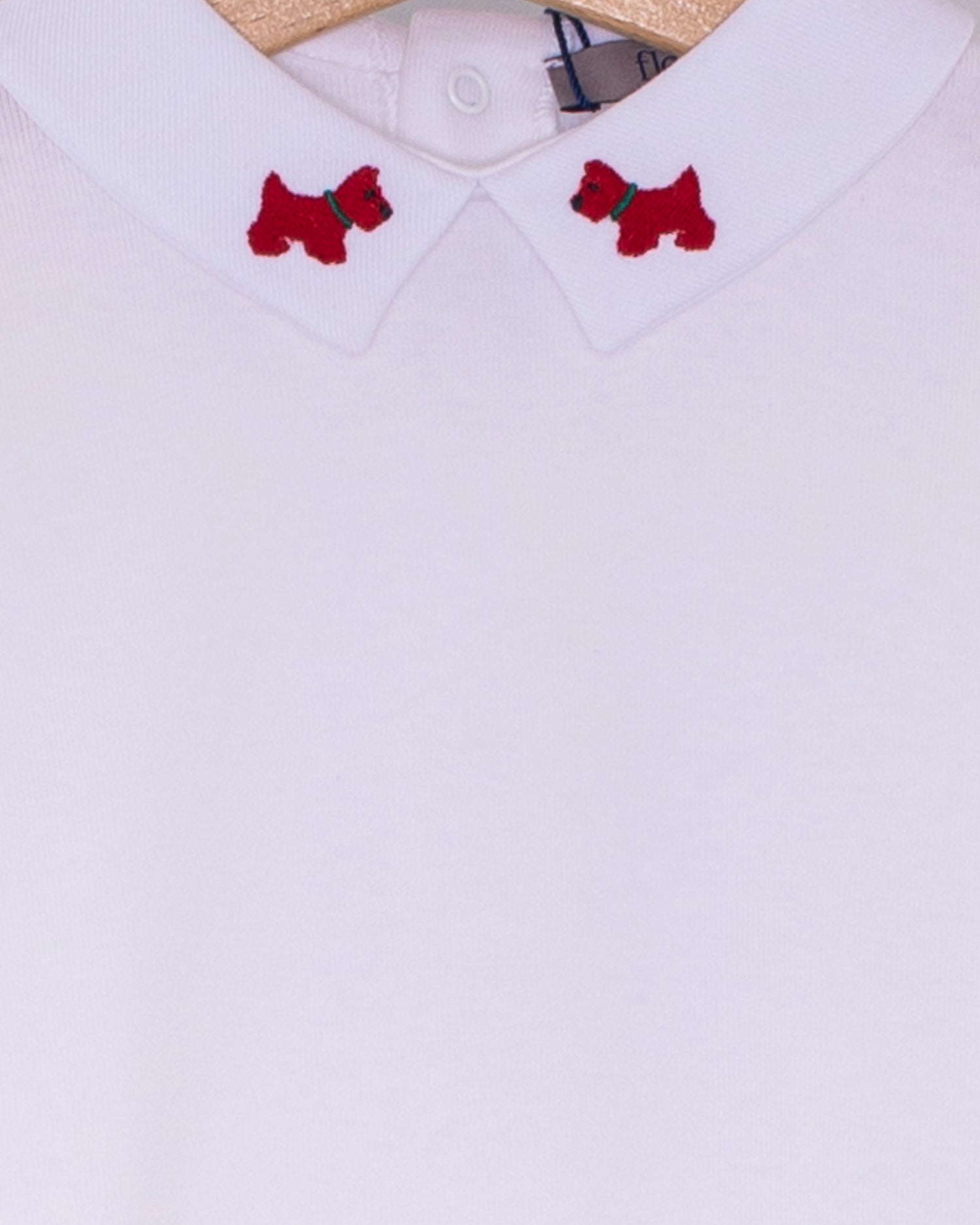 Italian Embroidered Red Scotty Onesie